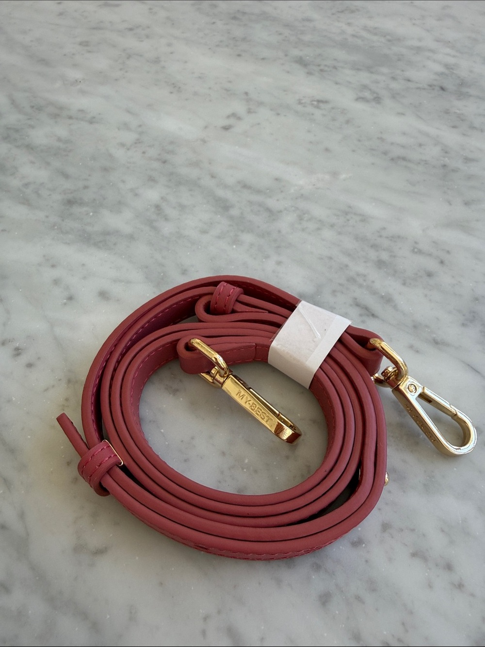 Dusty Rose Leather Crossbody Strap with Gold Hardware